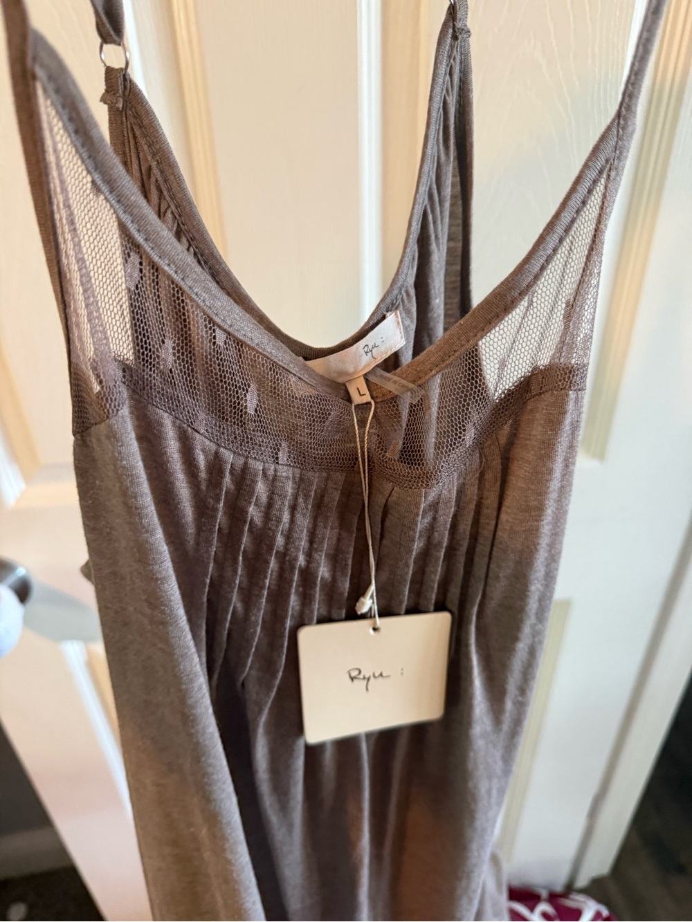 NWT RYU Sleeveless Pleated Knit Tank / Slip Dress in Mauve Gray